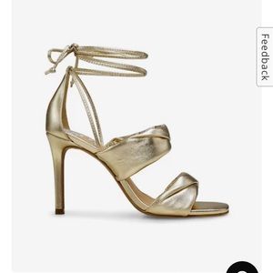 Gold ankle wrap sandals